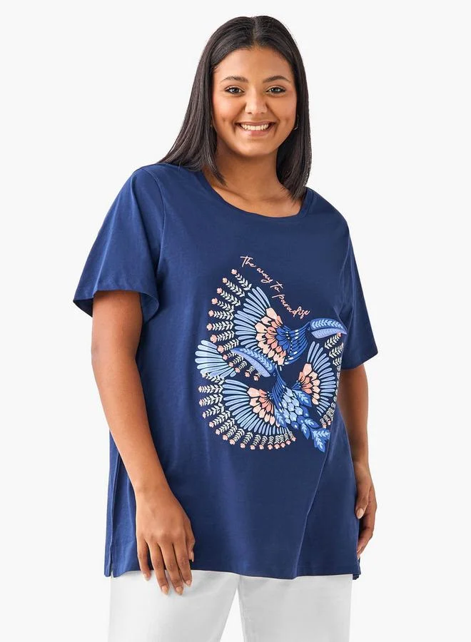 Ulla Popken Plus Size Ulla Popken Graphic Print T-shirt